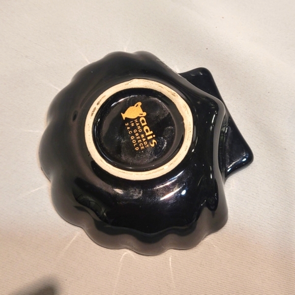 Vintage ADIS Black Porcelain GREEK GODDESS 24k Gold Accent jewelry trinket dish - Picture 7 of 10